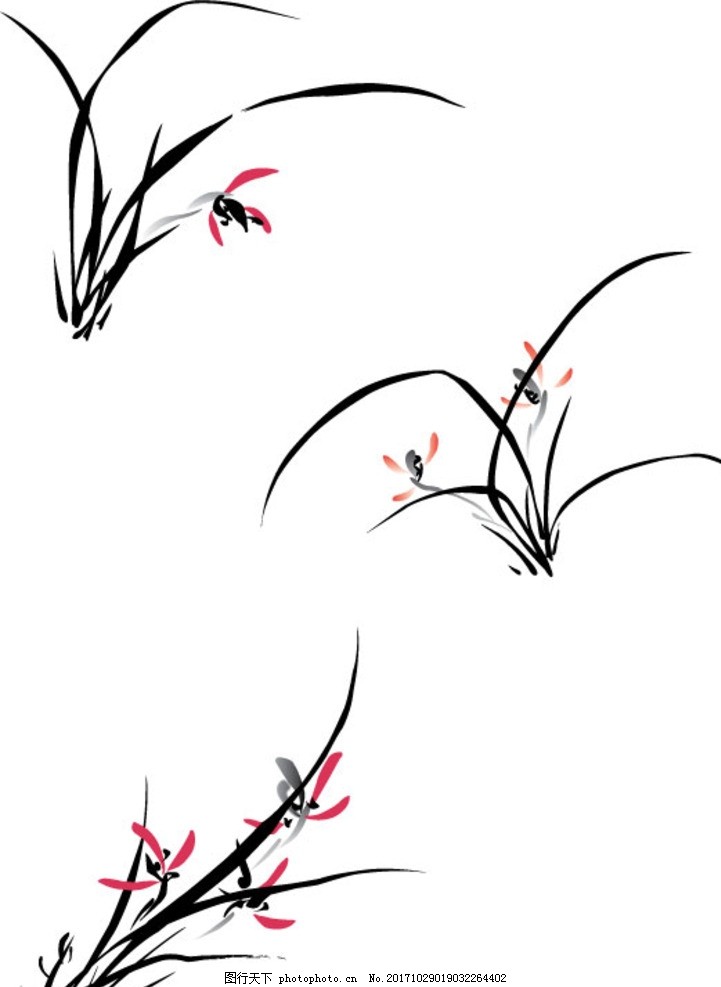 手绘水墨兰花图片