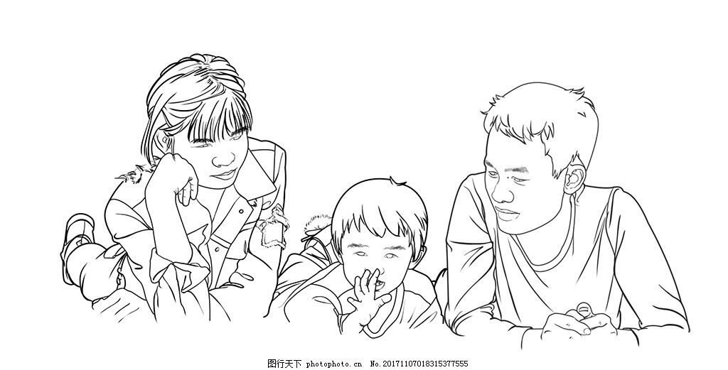 一家人简笔画设计