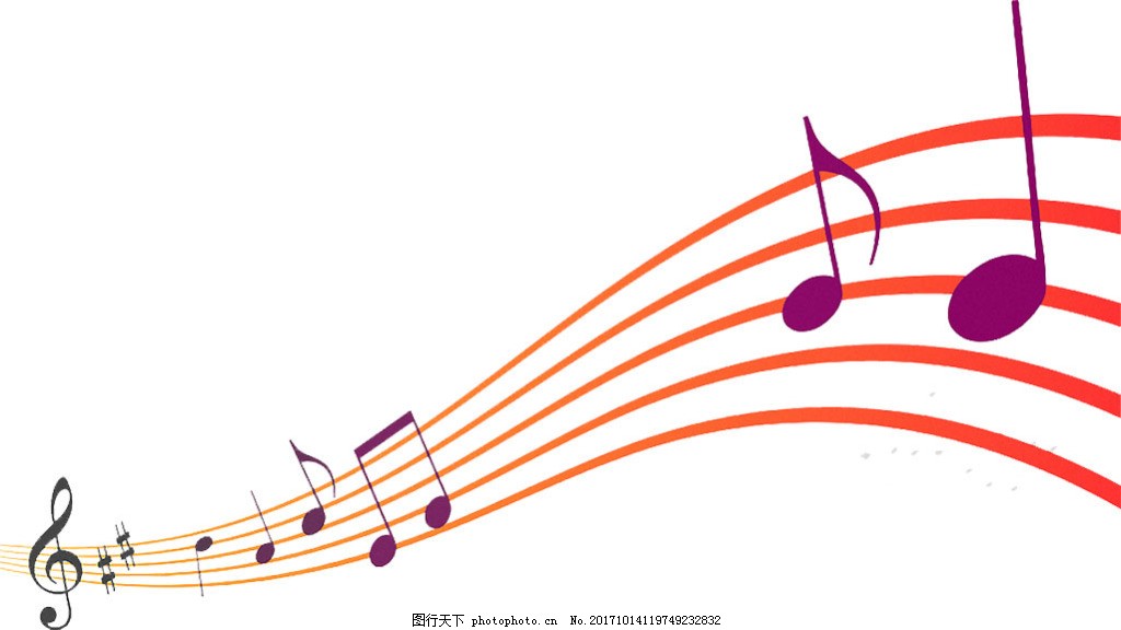 红色五线谱音符免抠png透明图层素材图片 装饰图案 设计元素 图行天下素材网