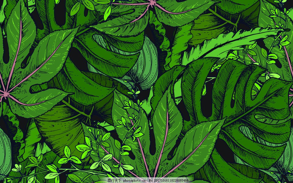 森系树叶矢量素材图片 广告背景 底纹边框 图行天下素材网