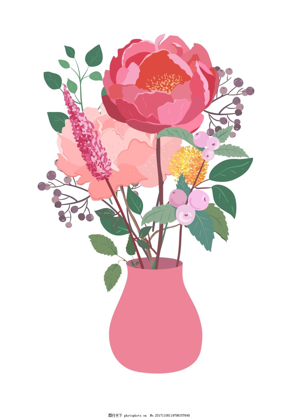各式花卉种植花瓶卡通素材图片 装饰图案 设计元素 图行天下素材网
